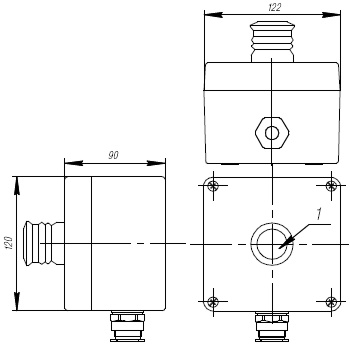 Пост кнопочный взрывобезопасный. Габарит 122х120х90