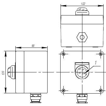 Пост кнопочный взрывобезопасный. Габарит 122х120х90