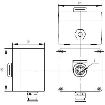 Пост кнопочный взрывобезопасный. Габарит 122х120х90