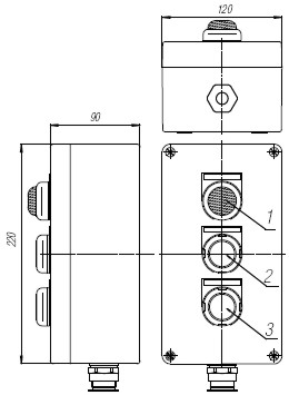 Пост кнопочный взрывобезопасный. Габарит 220х120х90