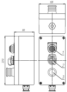Пост кнопочный взрывобезопасный. Габарит 220х120х90